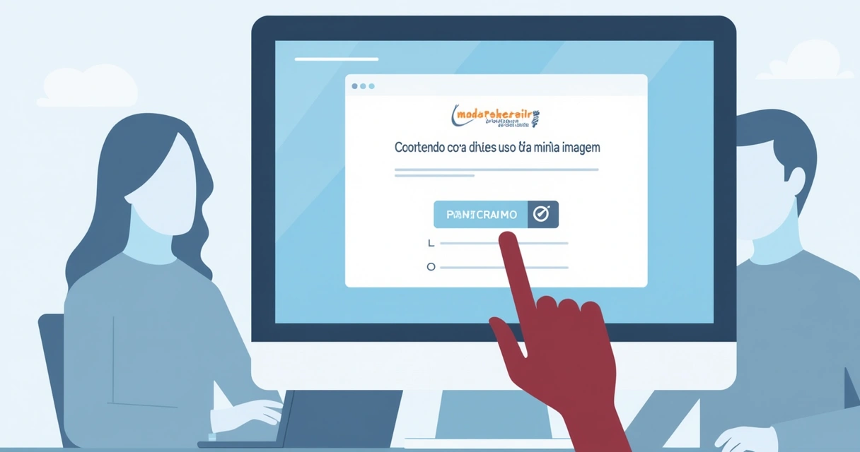 Pessoa marcando aceite de uso de imagem em landing page 