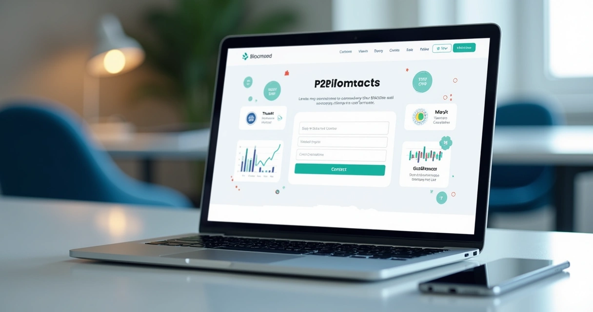 Tela com landing page B2B e formulário de contato 