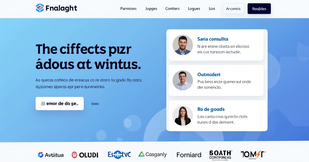 Exemplo de landing page de SaaS com formulário simples, CTA destacado e depoimentos de clientes 