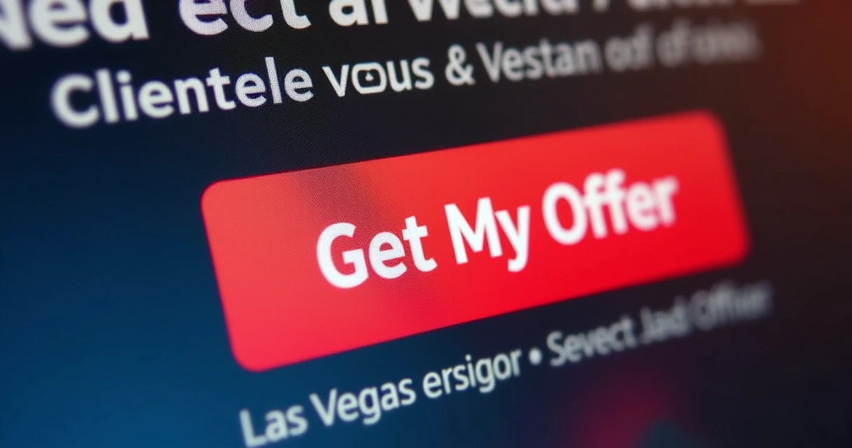 Closeup of bold call to action button, high contrast, on local landing page.