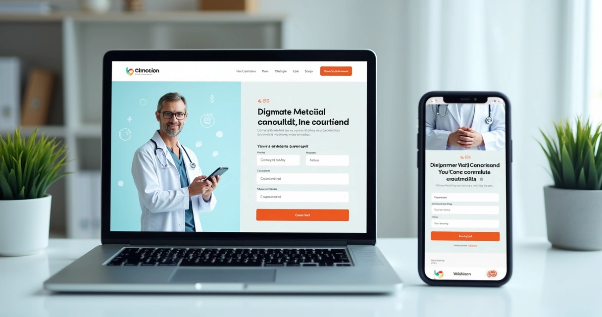 Página de agendamento de consulta médica com destaque para botão de ação 