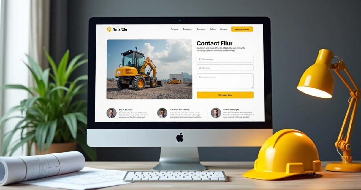 Landing page de construção civil com visual limpo e formulário 