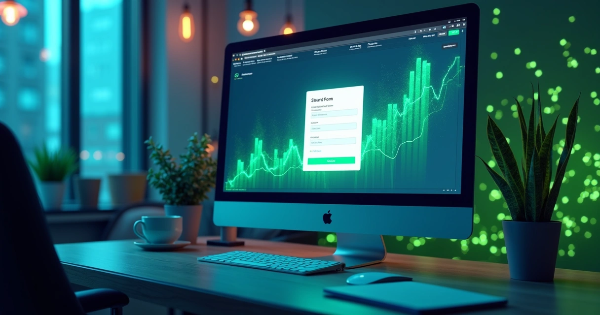 Landing page com formulário e gráficos de conversão