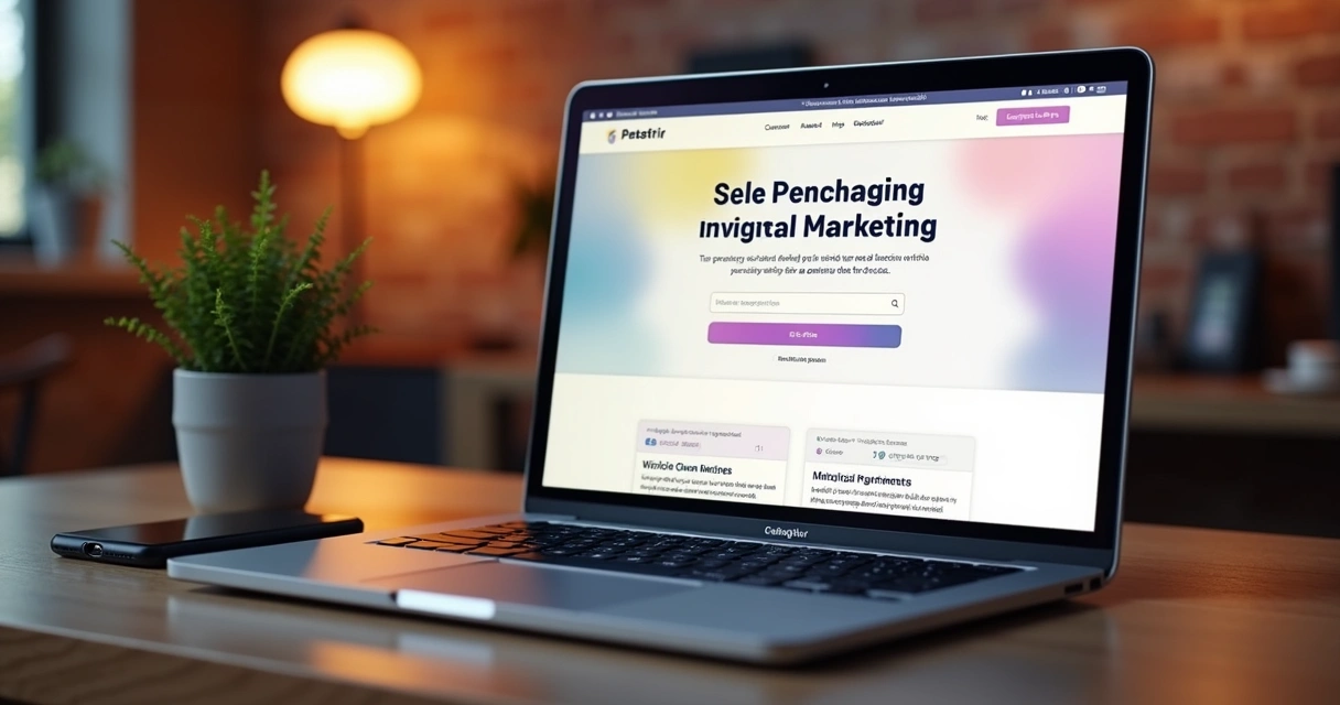 Landing page de alta conversão exibida em notebook moderno 