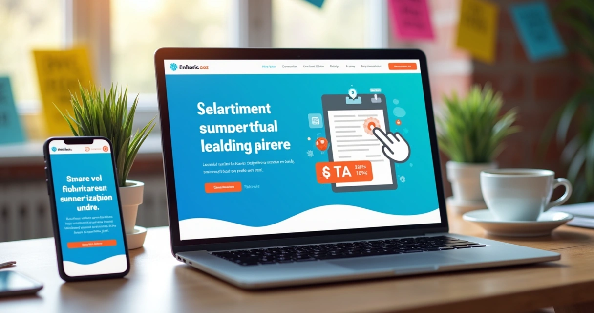 Telas de landing pages modernas com campos de formulário e botões de ação em destaque 
