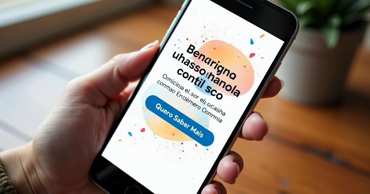 Página de captura simples e colorida exibida em smartphone