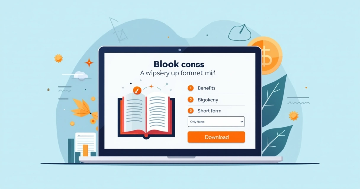 Página de captura de ebook com design limpo e formulário curto 