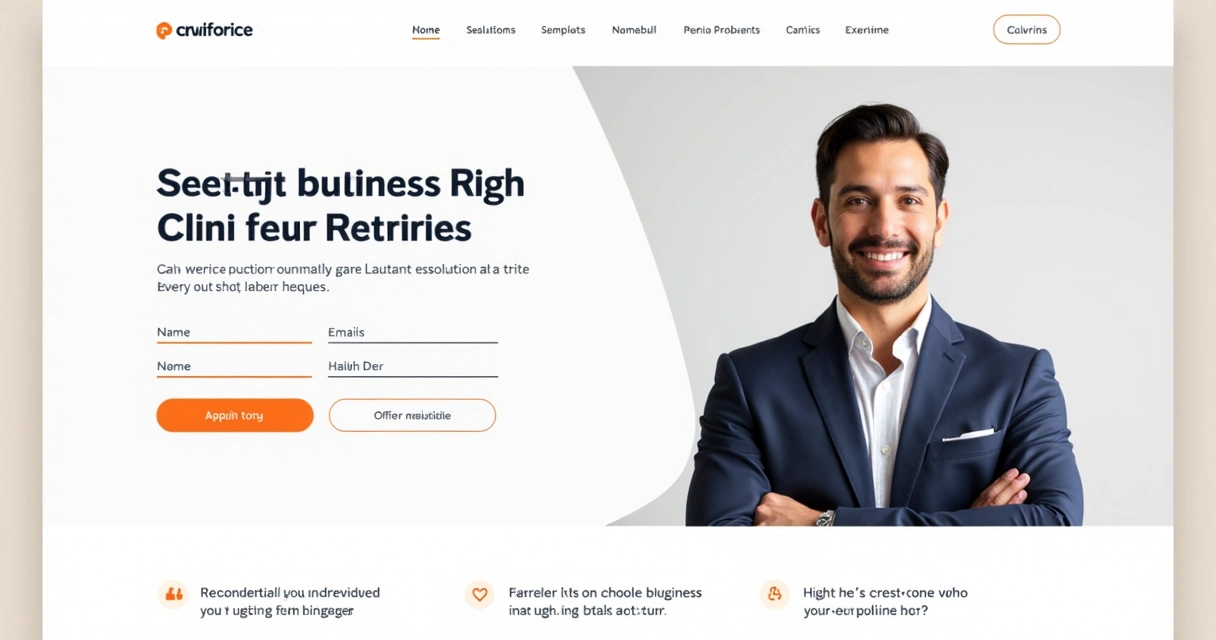 Exemplo de landing page com título, formulário e imagem lateral 