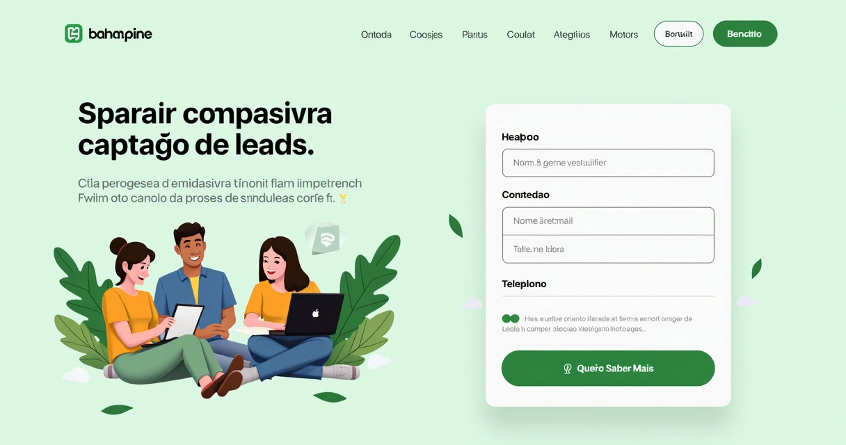 Página de destino digital com formulário e botão de ação destacados 
