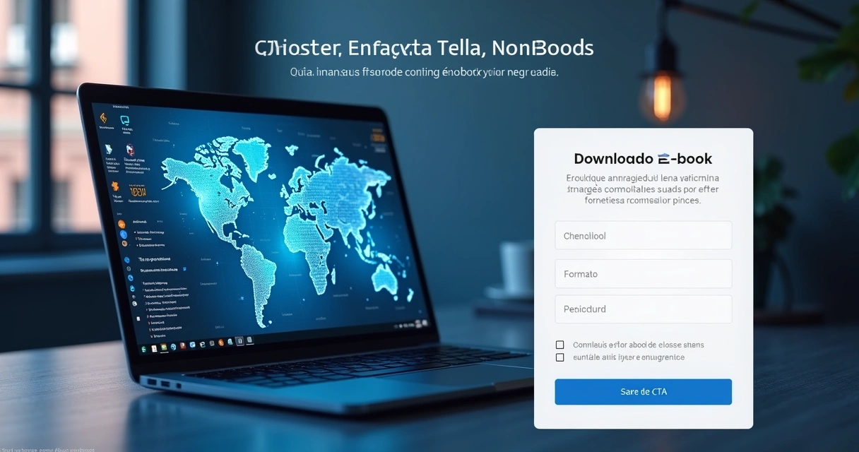 Landing page com formulário e elementos visuais modernos 