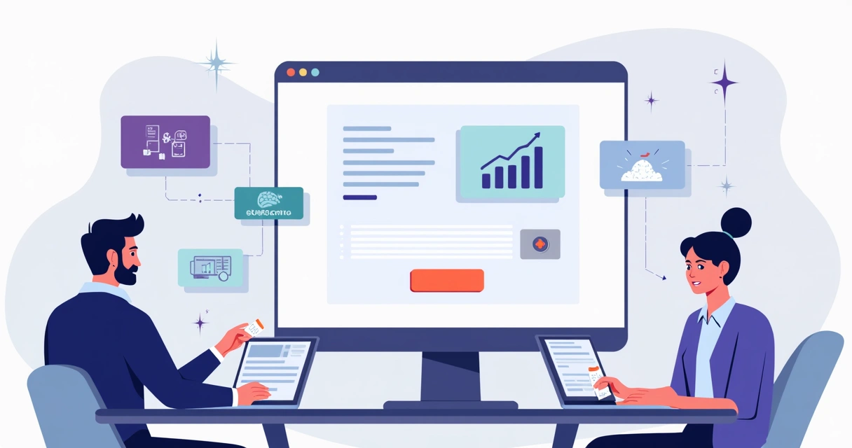 Ilustração de painel com landing page simples sendo otimizada para geração de leads 