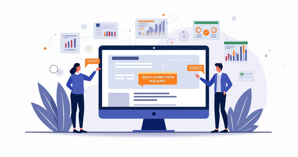 Ilustração de landing page com IA gerando mais leads 