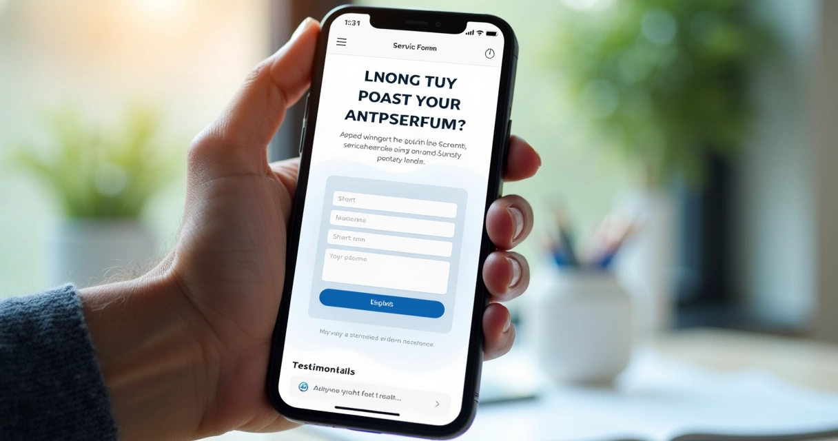 Tela de celular exibindo página de conversão responsiva 