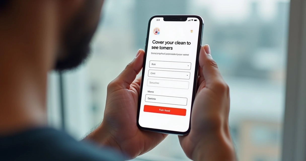 Pessoa navegando em landing page no celular, focada em conversão 