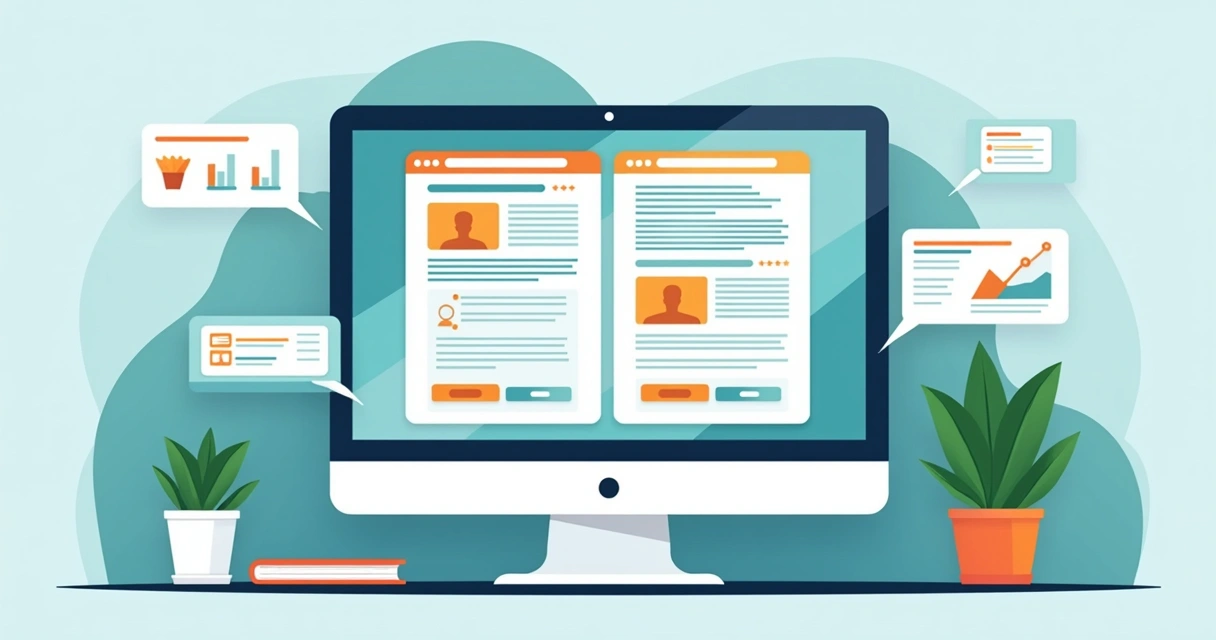 Tela com variações de landing page personalizadas