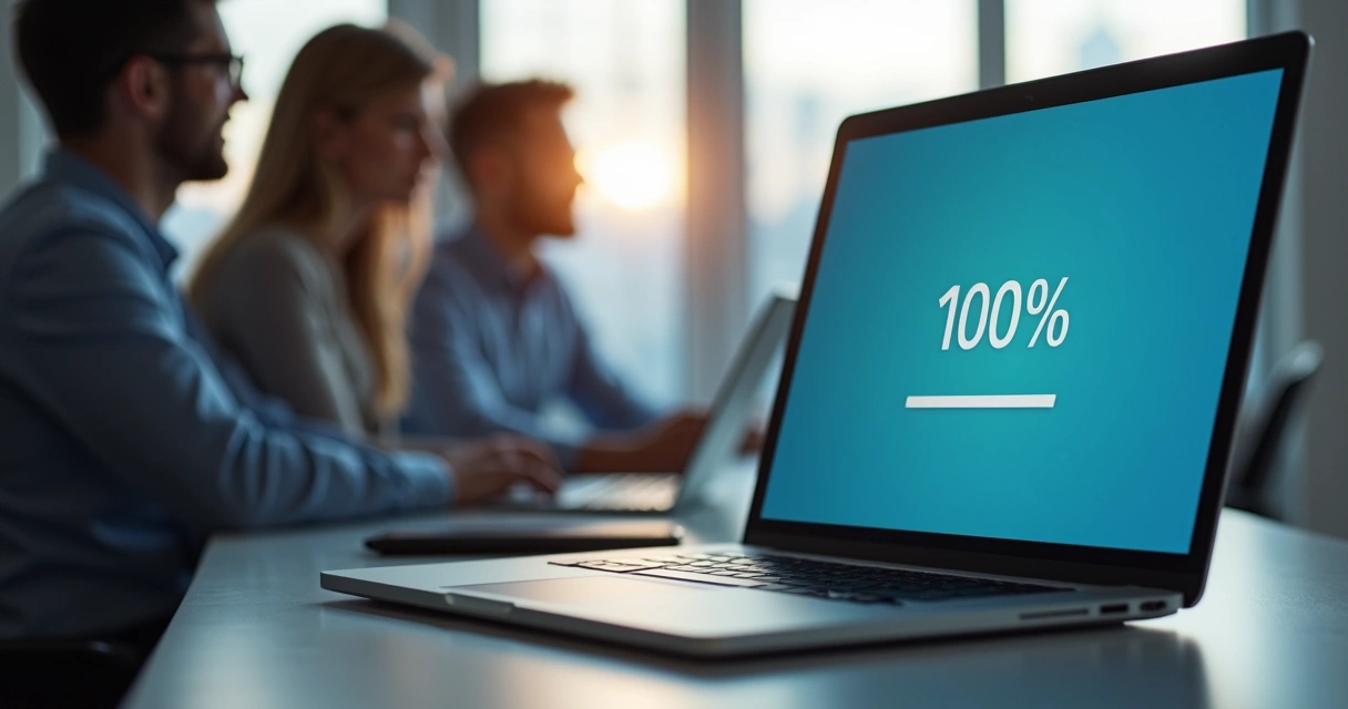 Tela de carregamento de uma landing page rápida em notebook 