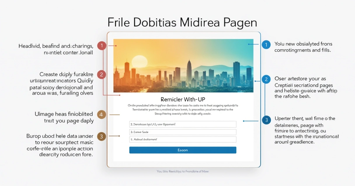Diagram of high-converting landing page layout, showing headline, image, benefit points, and form in sequence.