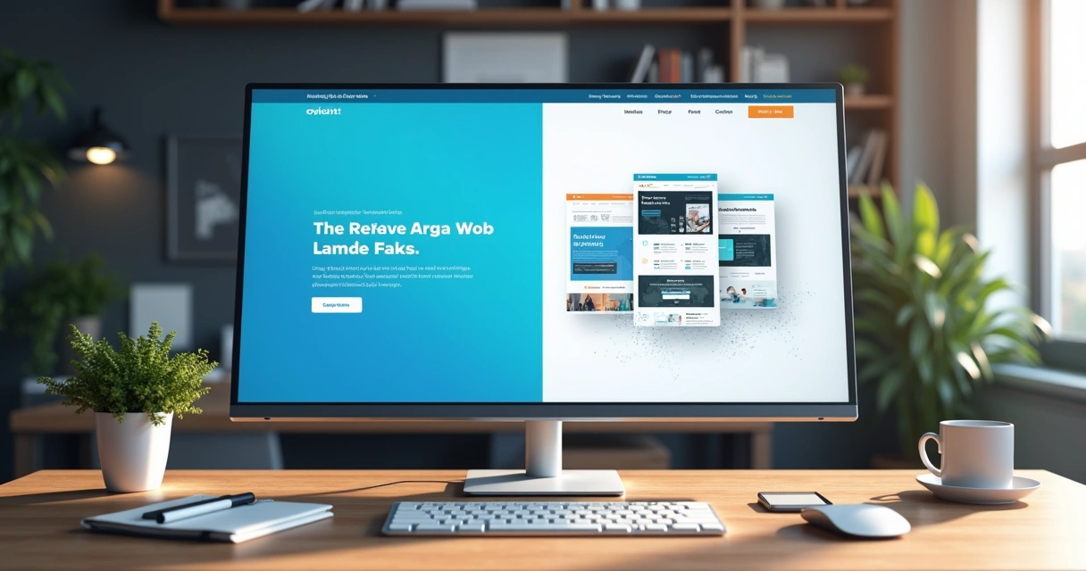 Tela dividida comparando landing page focada em conversão com site institucional completo 