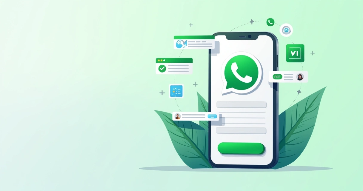 Tela de landing page em celular com botão de WhatsApp e métricas de conversão