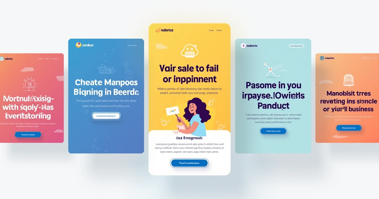 Landing pages de SaaS e setores diversos exibindo CTAs claros e design limpo 
