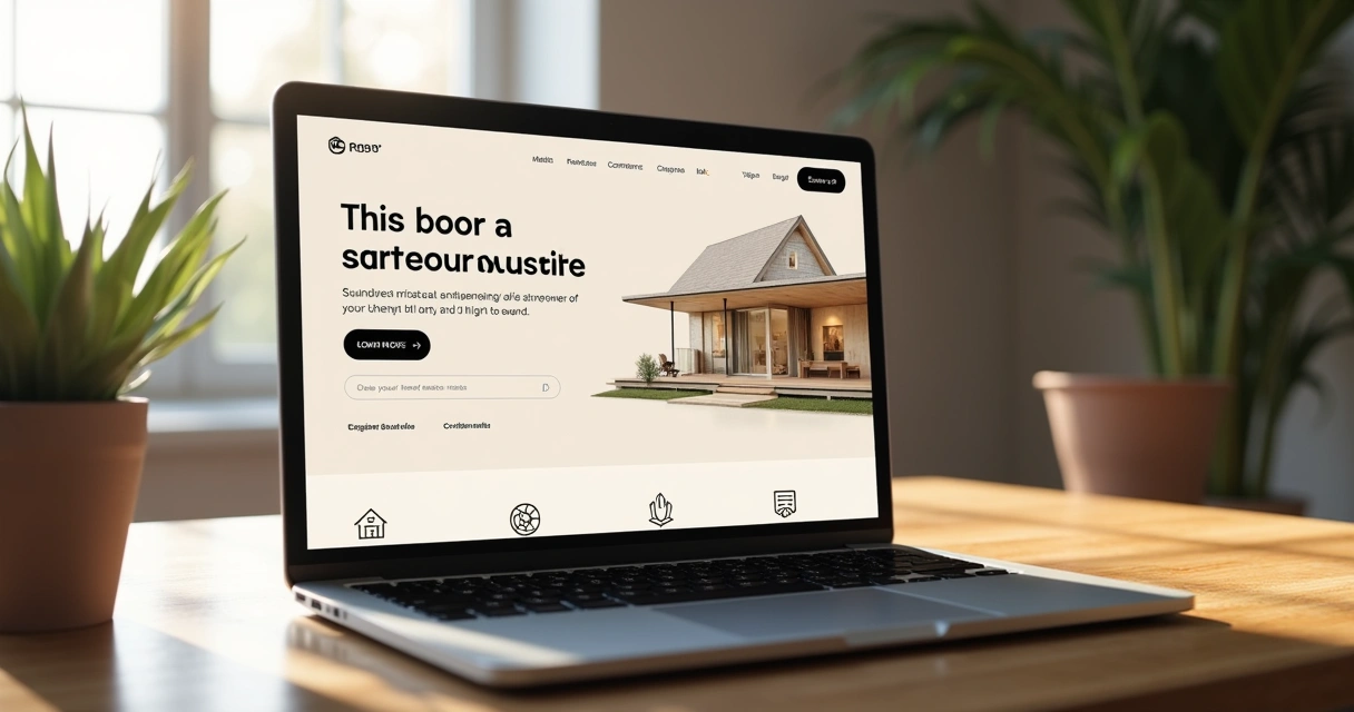 Landing page de arquitetura exibida em tela de notebook moderno 