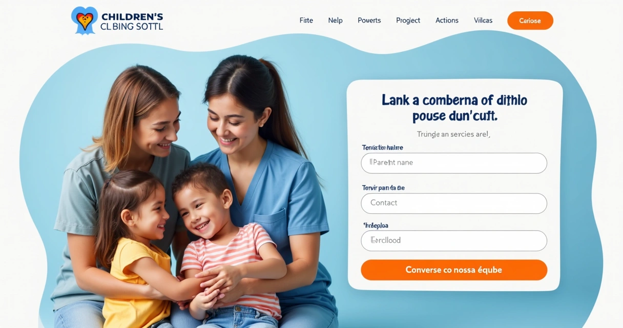 Landing page de clínica infantil apresentando formulário de captação de leads