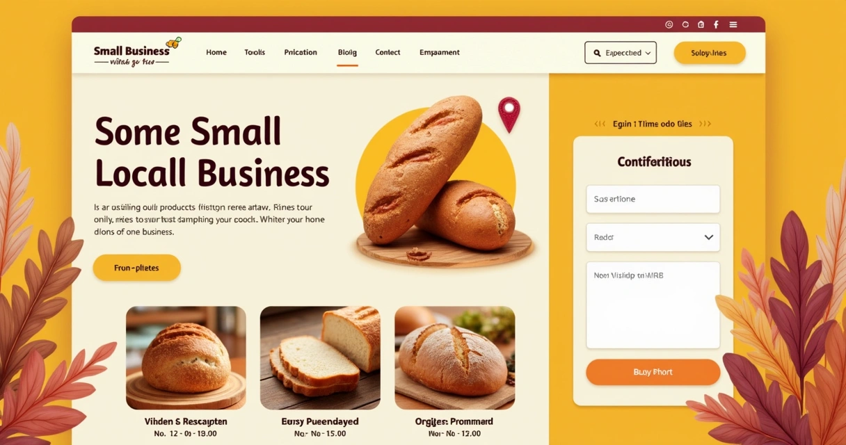 Landing page para pequeno negócio com fotos de produtos e contato 