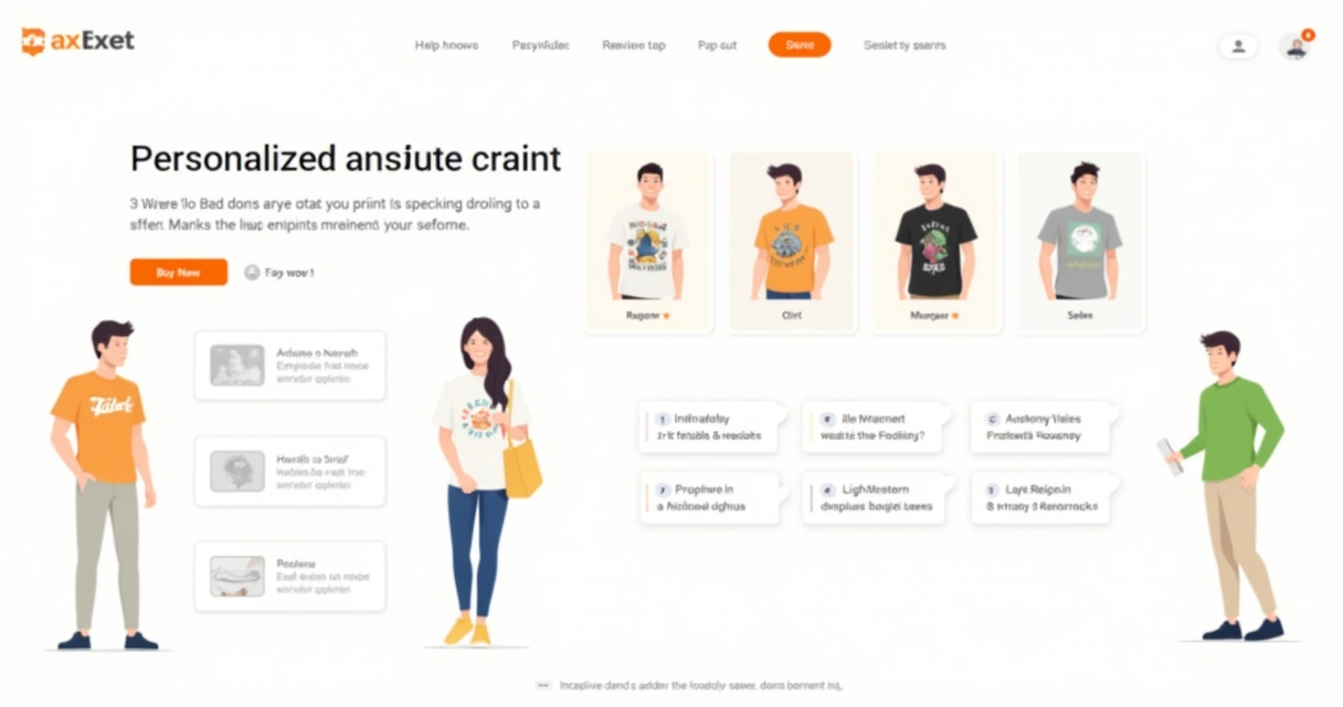 Landing page de camisetas personalizadas com destaque para botão de compra 