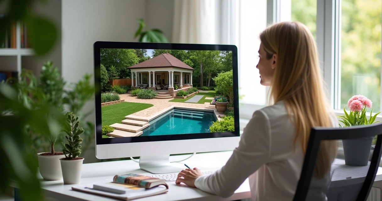 Landscape designer working on 3D model in modern office