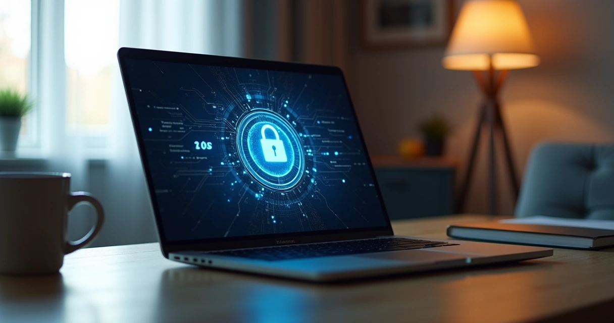 Tela de computador mostrando alerta de segurança digital 