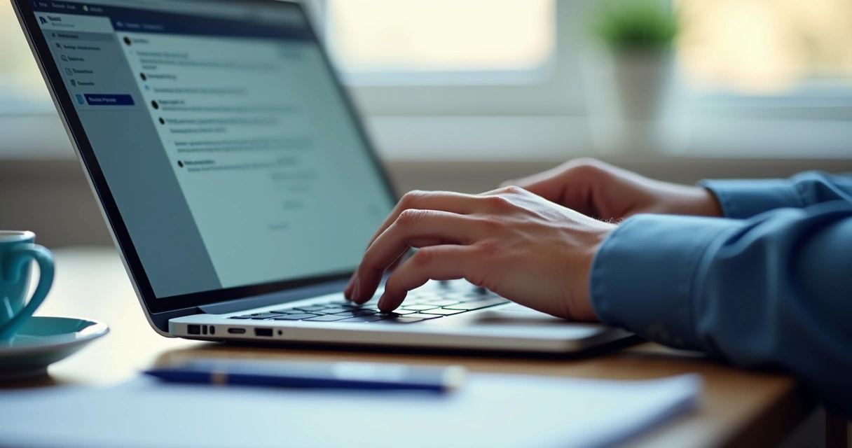 Pessoa digitando mensagem em laptop no LinkedIn 