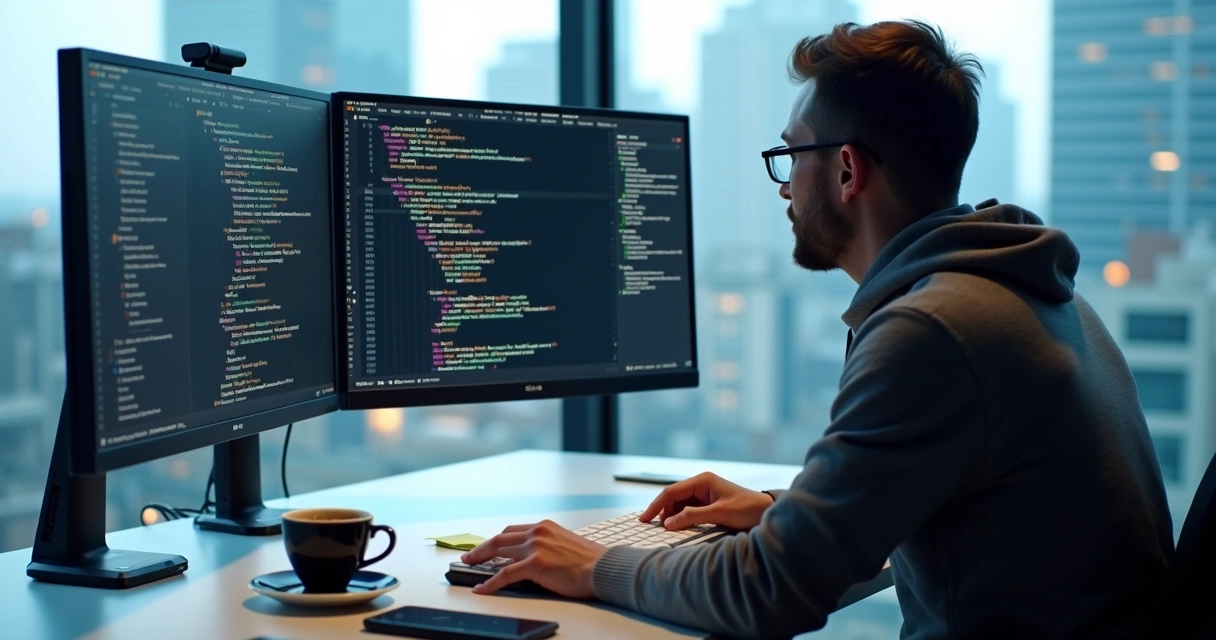 Developer creating API integration flow on a modern computer screen