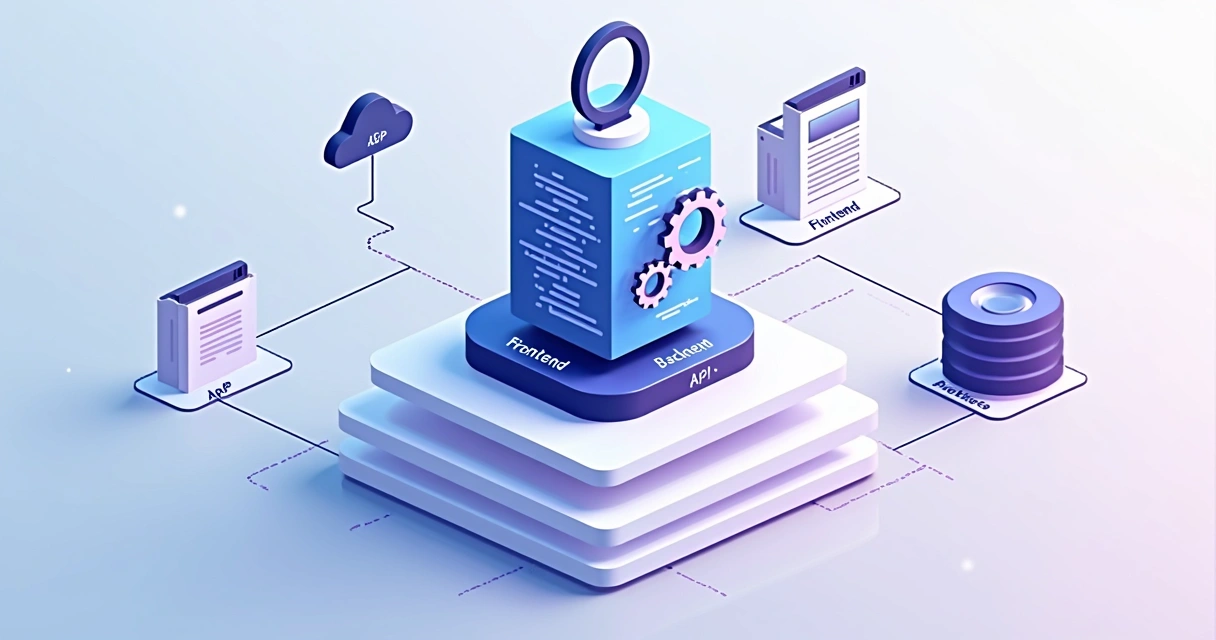 Diagram of Laravel application architecture with frontend, backend, database, and API connections 