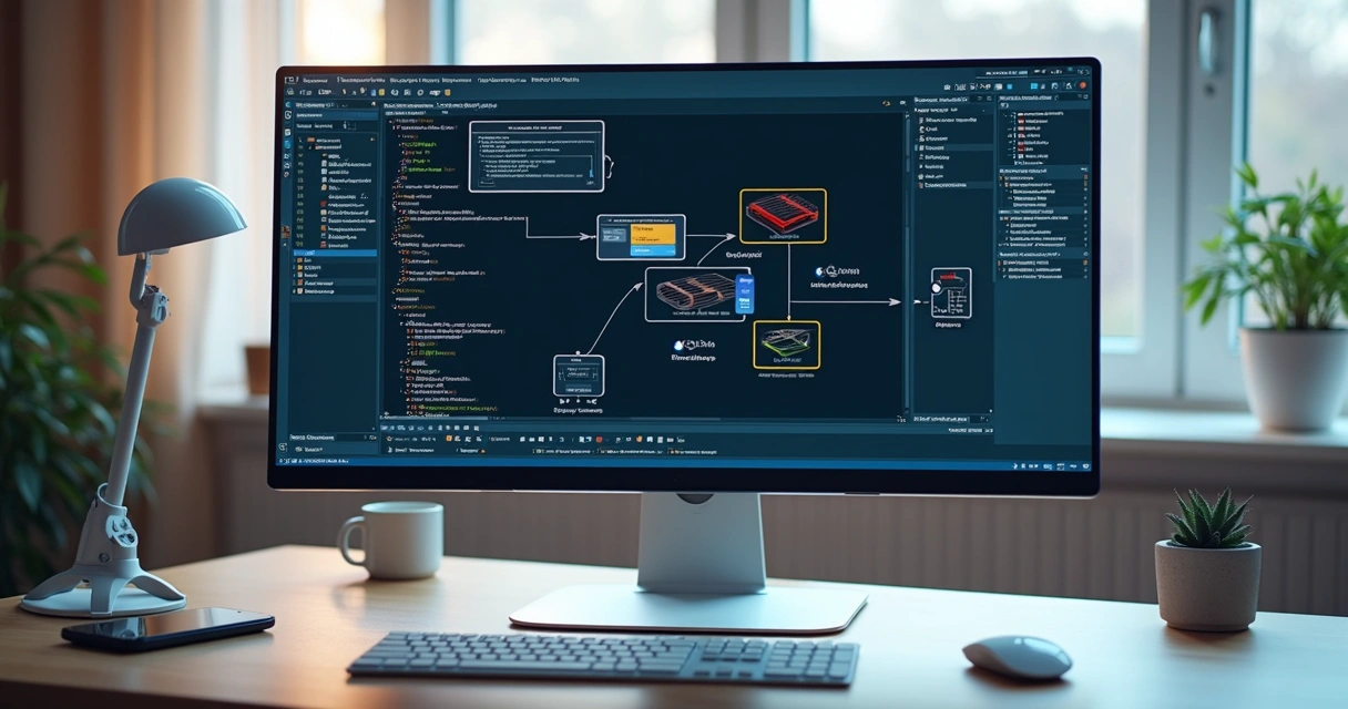 Laravel application system architecture diagram on screen 