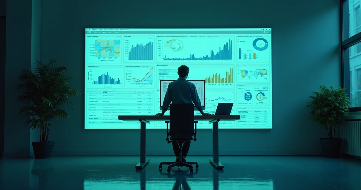 Support engineer monitoring Laravel project dashboard with graphs