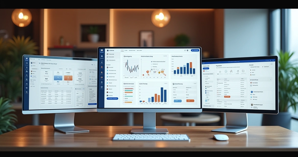 Split panel of SaaS dashboard, e-commerce store, and enterprise admin in Laravel 