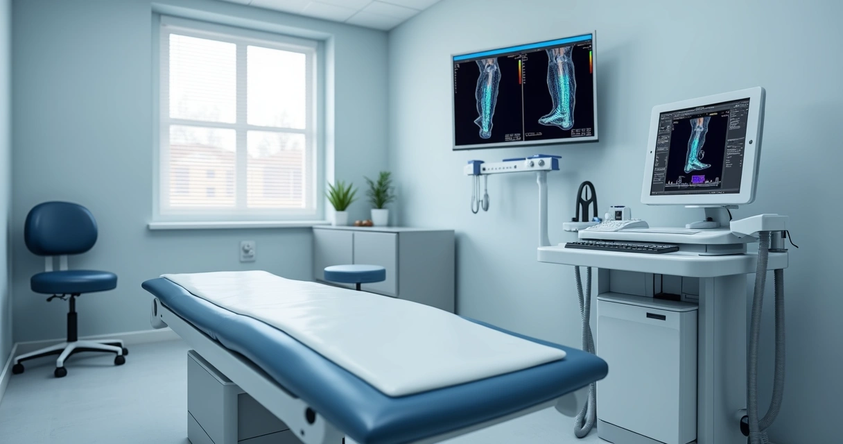 Equipamento de laser endovenoso em sala vascular moderna