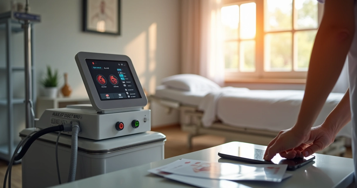 Máquina de laser endovenoso em consultório médico