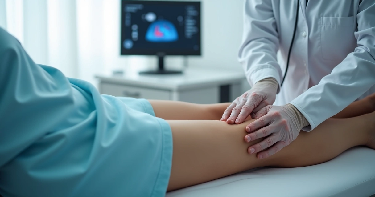 Laser endovenoso sendo aplicado na perna com ultrassom 