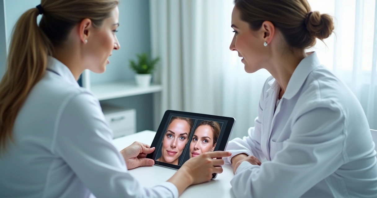 Consulta dermatológica para avaliação do rosto e definição de tratamento a laser 