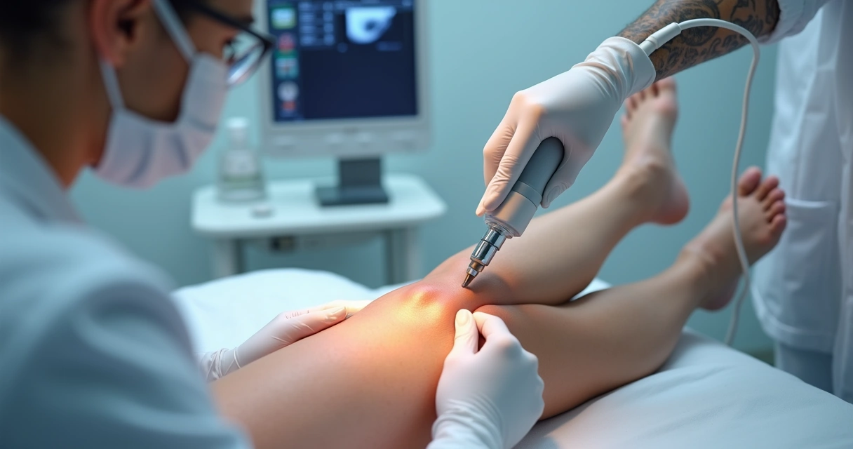 Equipamento de laser em tratamento vascular minimamente invasivo 