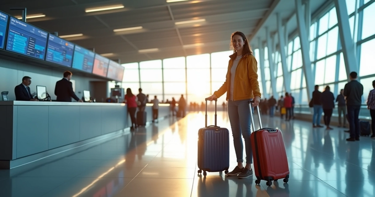 Pessoa fazendo check-in em um balcão da LATAM 