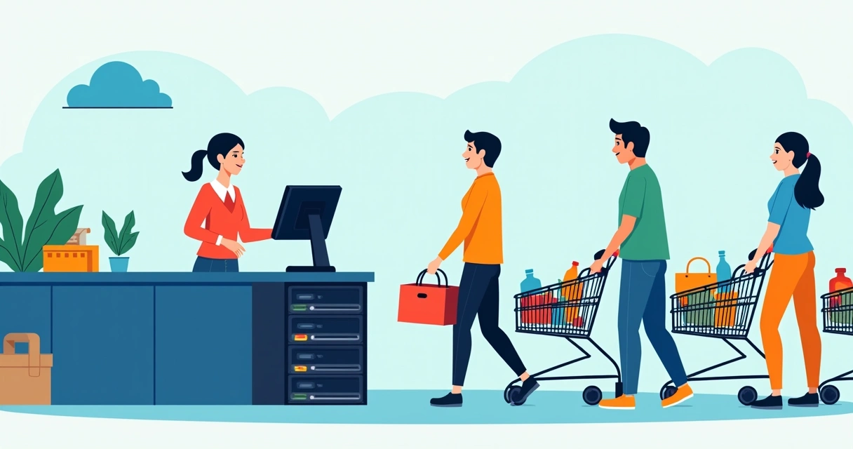 Caixa de supermercado usando dispositivo com processamento de dados local