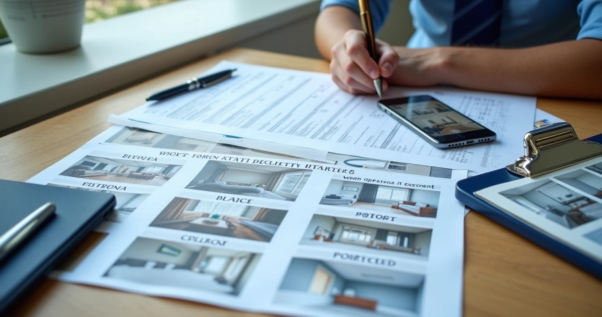 Laudo impresso com fotos e checklist sobre mesa 
