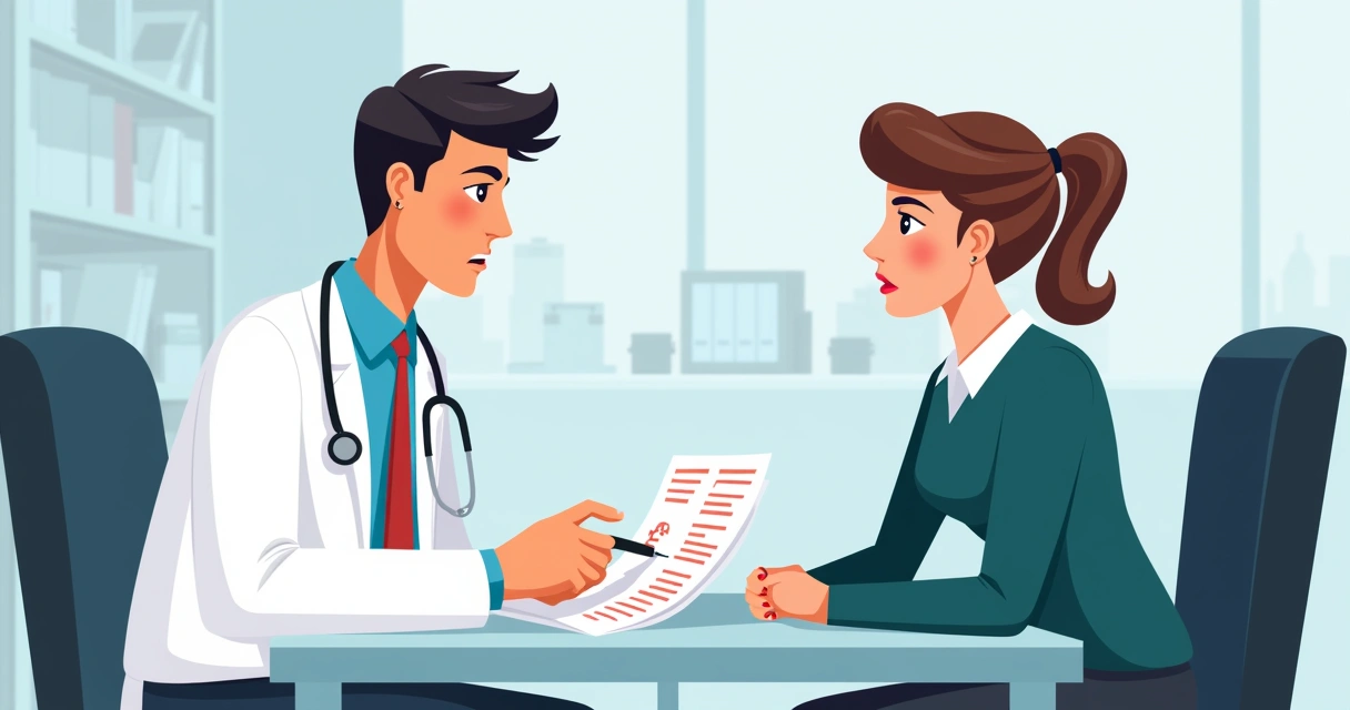 Médico analisando laudo de invalidez em consulta 