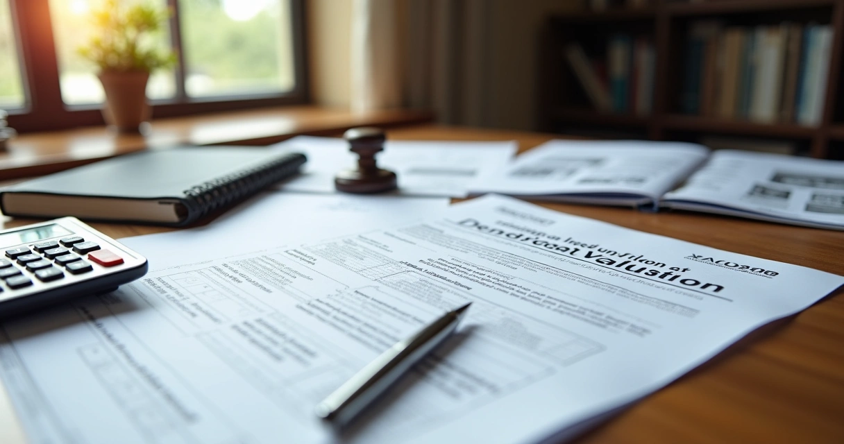 Laudo técnico de avaliação de imóvel impresso e assinado sobre mesa de escritório 