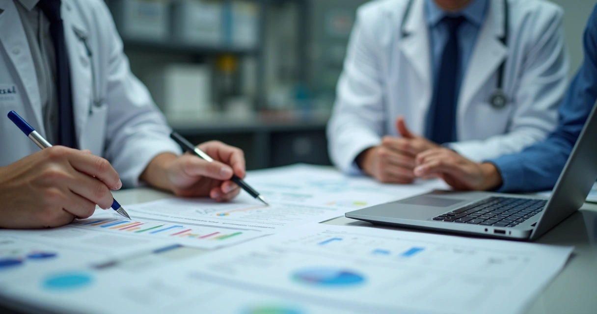 Equipe analisando relatórios de validação documental. 