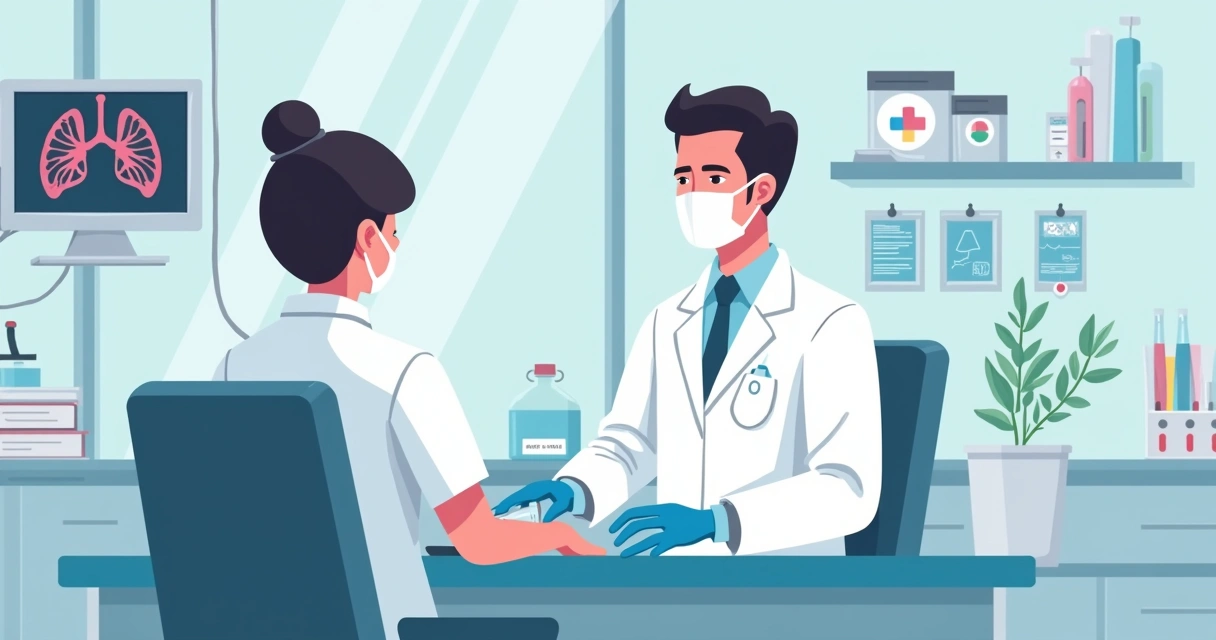 Reconhecimento e manejo da eosinofilia pulmonar por daptomicina 3 Técnico realizando lavado broncoalveolar com equipamentos hospitalares