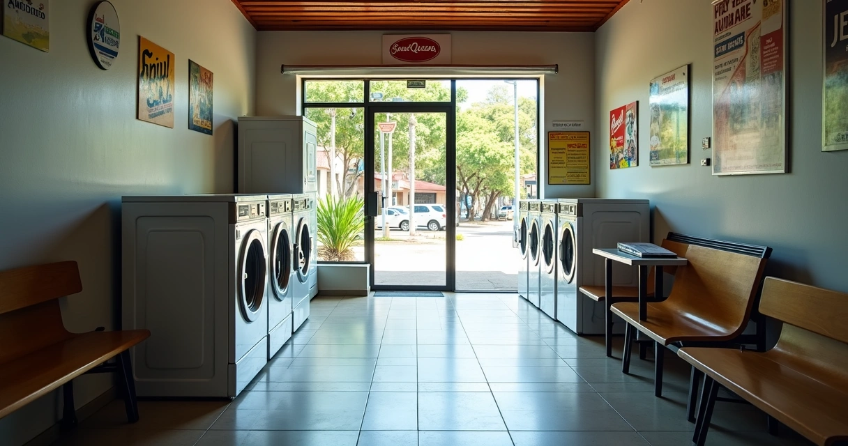 Lavanderia de autoatendimento compacta em cidade do interior 