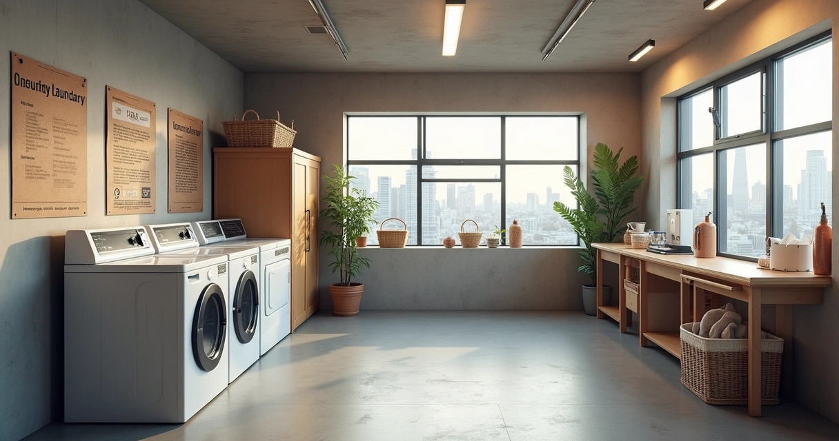 Lavanderia self-service moderna em um condomínio 